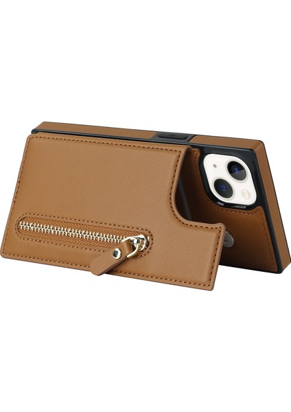 Xstepcase iPhone 14 Anti-Fall Telefon Kılıfı Için Koruyucu Kılıf Tpu Pu Deri Cüzdan Telefon Kapağı Fermuarlı Kese / Omuz Kayışı ile (Yurt Dışından)