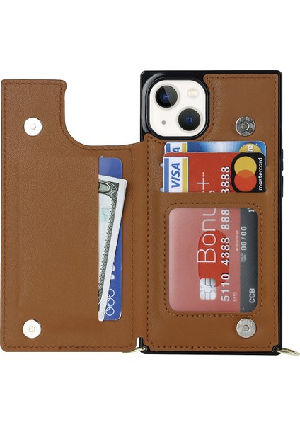 Xstepcase iPhone 14 Anti-Fall Telefon Kılıfı Için Koruyucu Kılıf Tpu Pu Deri Cüzdan Telefon Kapağı Fermuarlı Kese / Omuz Kayışı ile (Yurt Dışından)