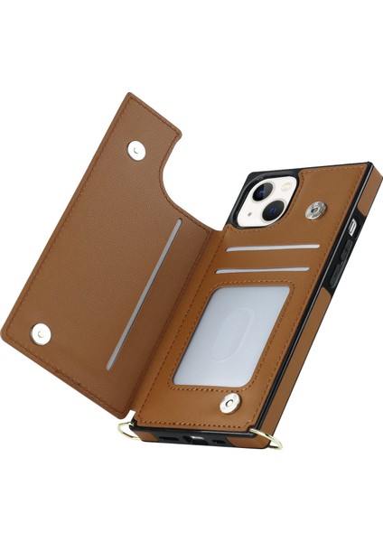 Xstepcase iPhone 14 Anti-Fall Telefon Kılıfı Için Koruyucu Kılıf Tpu Pu Deri Cüzdan Telefon Kapağı Fermuarlı Kese / Omuz Kayışı ile (Yurt Dışından)
