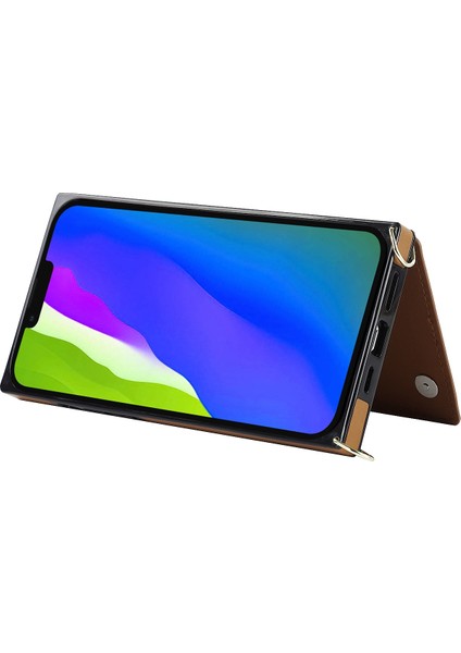 Xstepcase iPhone 14 Anti-Fall Telefon Kılıfı Için Koruyucu Kılıf Tpu Pu Deri Cüzdan Telefon Kapağı Fermuarlı Kese / Omuz Kayışı ile (Yurt Dışından)