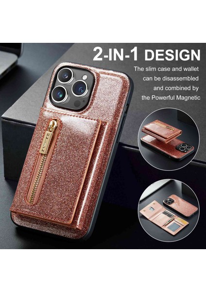 Xstepcase iPhone 14 Için Dg.ming M3 Serisi 2-1 Arada Pu Deri Kaplamalı Pc+Tpu Koruyucu Telefon Vaka Kickstand Manyetik Çıkarılabilir Fermuar Cüzdan Telefon Kapağı (Yurt Dışından)