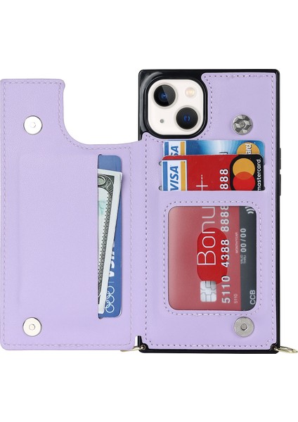 Xstepcase iPhone 14 Anti-Fall Telefon Kılıfı Için Koruyucu Kılıf Tpu Pu Deri Cüzdan Telefon Kapağı Fermuarlı Kese / Omuz Kayışı ile (Yurt Dışından)