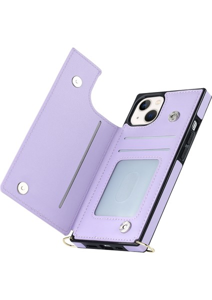 Xstepcase iPhone 14 Anti-Fall Telefon Kılıfı Için Koruyucu Kılıf Tpu Pu Deri Cüzdan Telefon Kapağı Fermuarlı Kese / Omuz Kayışı ile (Yurt Dışından)