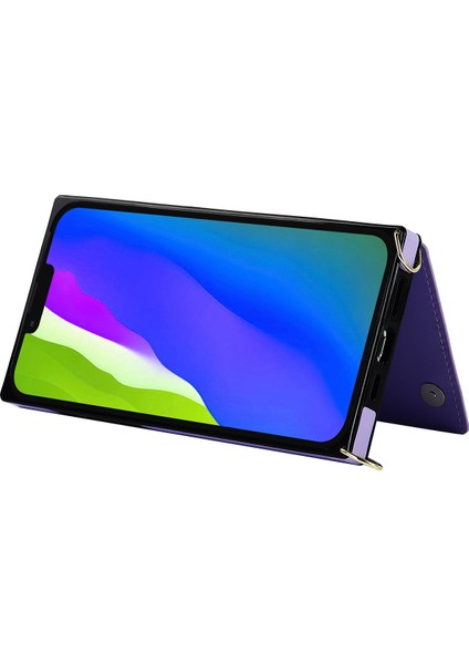 Xstepcase iPhone 14 Anti-Fall Telefon Kılıfı Için Koruyucu Kılıf Tpu Pu Deri Cüzdan Telefon Kapağı Fermuarlı Kese / Omuz Kayışı ile (Yurt Dışından)