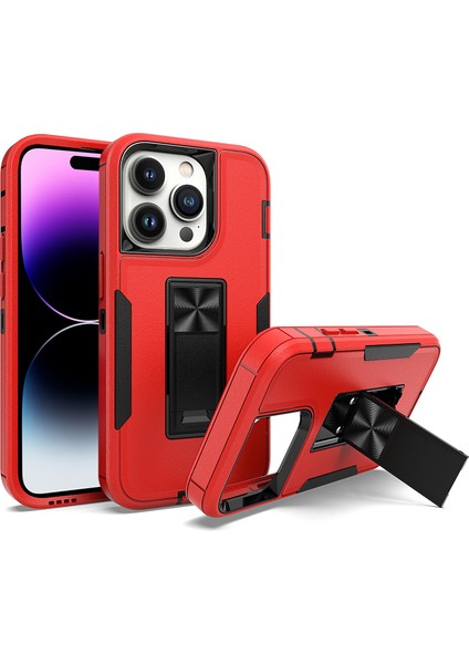 Xstepcase iPhone 14 Pro Max Shockproof Kickstand Case Tpu + Pc Çift Katman Anti-Slip Defender Koruyucu Telefon Kapağı (Yurt Dışından)
