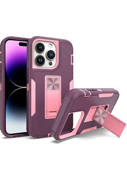 Xstepcase iPhone 14 Pro Max Shockproof Kickstand Case Tpu + Pc Çift Katman Anti-Slip Defender Koruyucu Telefon Kapağı (Yurt Dışından)