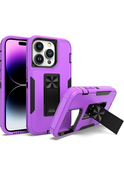 Xstepcase iPhone 14 Pro Max Shockproof Kickstand Case Tpu + Pc Çift Katman Anti-Slip Defender Koruyucu Telefon Kapağı (Yurt Dışından)