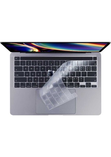 Nezih Case Apple Macbook 16 Inç Touch Bar A2141 Toza Sıvıya Dayanıklı Klavye Koruyucu Şeffaf Silikon Ped