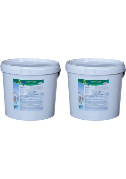 2 Adet Deep Blue 20 Kg 40 Kg Multıfunctıonal Stabilize Triklor Multı Tablet 200 Gr %90 Klor - Chlorine Tablets