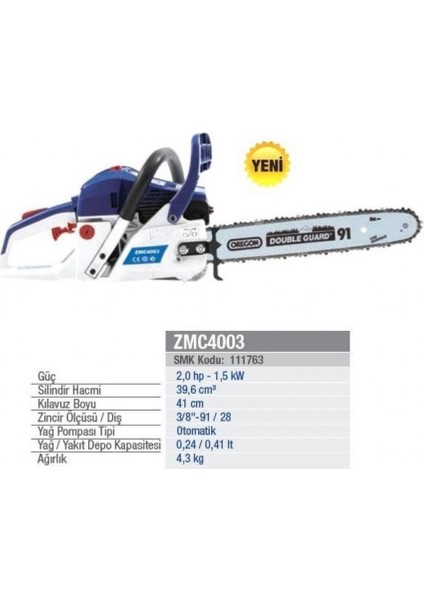 ZMC4003 Motorlu Testere
