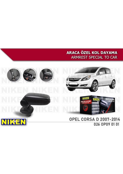 Opel Corsa D 2007-2014 Araca Özel Kol Dayama Siyah