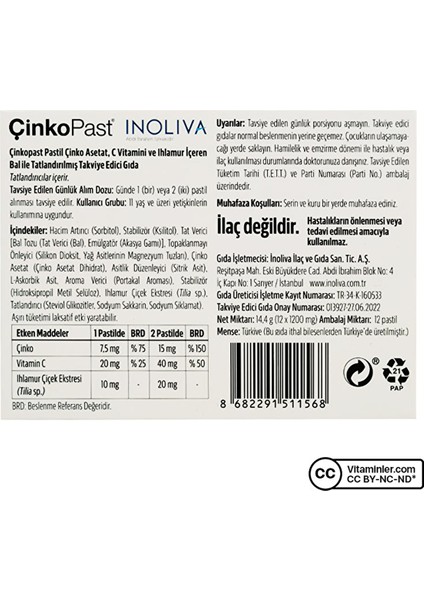C Vitamini Ihlamur Bal Pastil 12 Adet