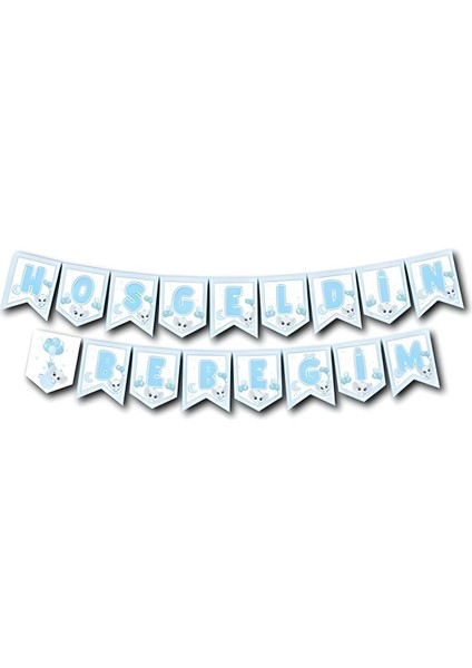 Zikzak Banner Hoş Geldin Bebeğim Mavi Fil