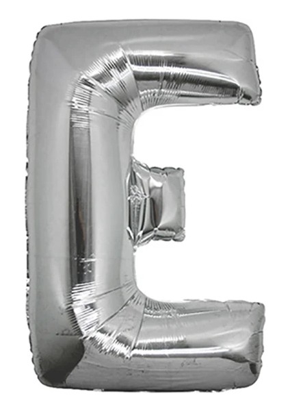 E Harf Gümüş Folyo Balon