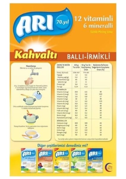 Arı Mama Ballı Irmikli Kahvaltı 12 Vitamin 6 Mineral 200GR x 2