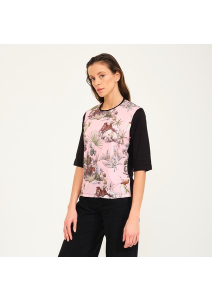 Tropikal Desen Basılı T-Shirt Bluz modelleri