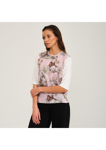 Tropikal Desen Basılı T-Shirt Bluz modelleri