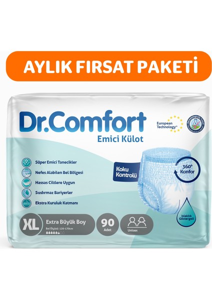 Dr. Comfort Yetişkin Emici Külot Ekstra Large 30'lu 3 Paket 90 Adet