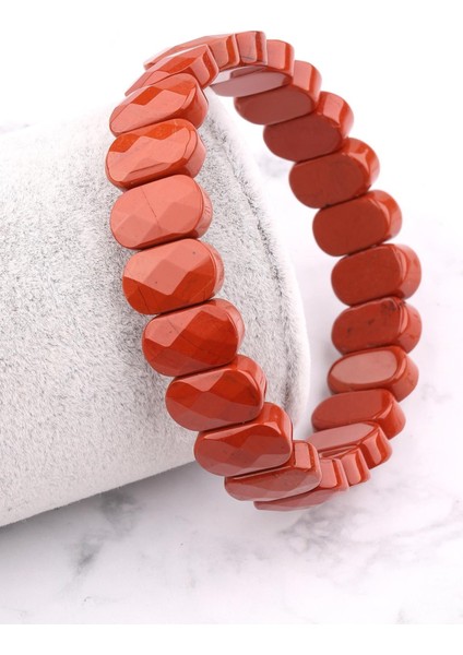 Sertifikalı Kırmızı Jasper Doğal Taş 9X14 mm Bileklik