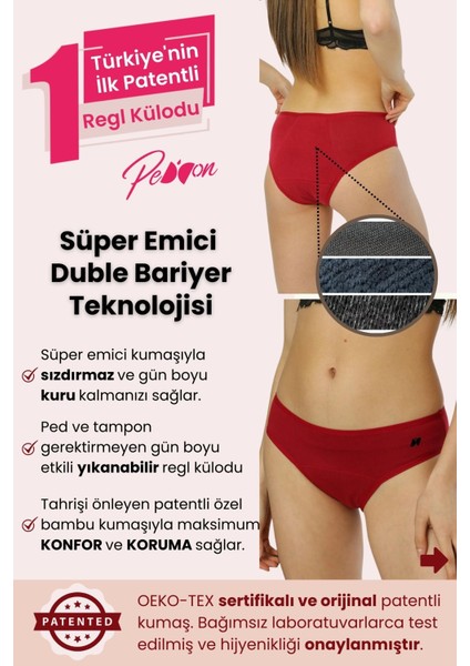 Süper Emici Cherry Regl Külodu Gece Adet Dönemi Sızdırmaz Sıvı Geçirmez Hijyenik Yıkanabilir Külot