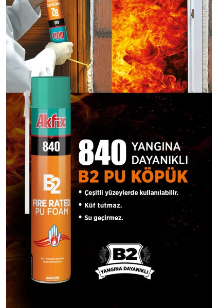 840 Yangına Dayanıklı B2 Pu Köpük 750ML