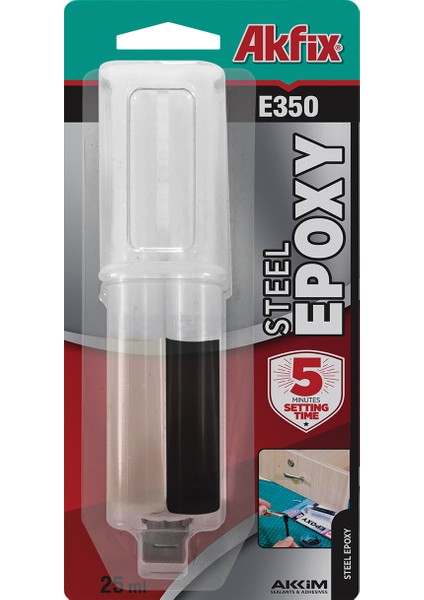 E350 Epoksi Çelik Yapıştırıcı Şırınga 25 ML