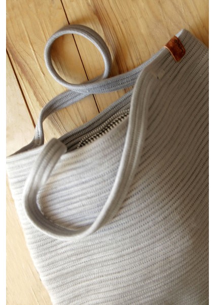 Kol Çantası%100 Pamuk - Gri - Dokuma - El Yapımı Pamuklu İpten Kadın