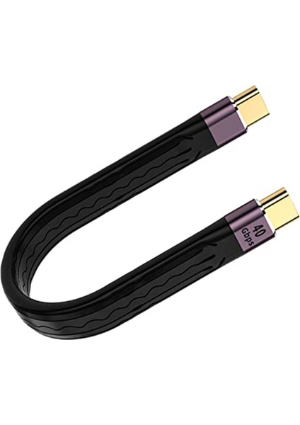 Hızlı Şarj Veri Kablosu 40GB Çift Uçlu Esnek Ultra Kısa Kablo, C Kısa Kablo USB C Erkek - USB C Erkek Fpc Tasarımı (Yurt Dışından)