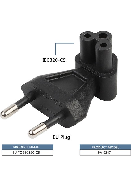 2-Pin Eu Erkek Iec 320 C5 Dişi Ac Adaptör 2.5A Sigorta, Ab Endüstriyel Güç Dönüştürücü (Yurt Dışından)