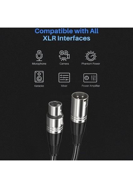 Pin XLr Erkek Kadın Mikrofon Kablosu XLr Ses Kablosu Gitar Mikser Hoparlör Patch Panel 15 Metre (Yurt Dışından)