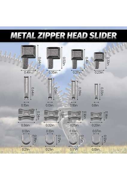 120 Parça Metal Fermuar Başlı Sürgü, 4 Boyutlu Fermuarlı Alt Sürgüler Tutucu Ekleme Pimi, Fermuar Stoper Onarım Aracı Kiti (Yurt Dışından)