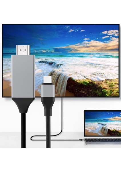 Tip-C - HDMI Uyumlu Adaptör Kablosu 60Hz Dizüstü Tablet Projeksiyon İçin Yüksek Çözünürlüklü Kablo Aynı Ekran Kablosu Kırmızı (Yurt Dışından)