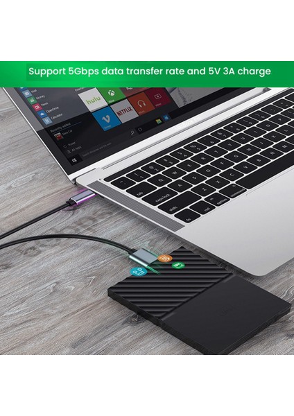 5gbps USB Tip C - Micro-B 3.0 Kablo 3A Dizüstü Sabit Disk Disk Akıllı Telefon İçin Hızlı Şarj Micro-B Tel Kordon, 1m (Yurt Dışından)