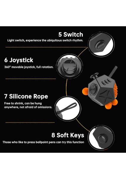 Dehb Okb Otizm Çocuklar Yetişkinler Için 12 Yan Fidget Küp Dodecagon Fidget Oyuncak Dekompresyon (Yurt Dışından)
