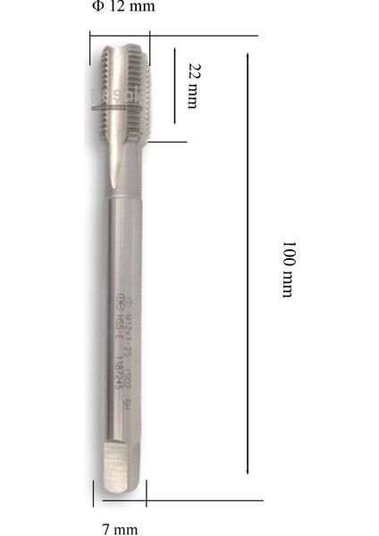 M12X1,25 Ince Diş Makina Kılavuzu Düz Hsse Dın 374/C