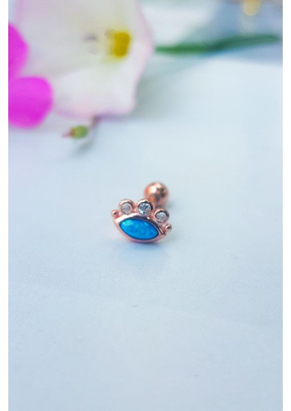 Tekli, Blue Eye Gümüş Piercing Küpe