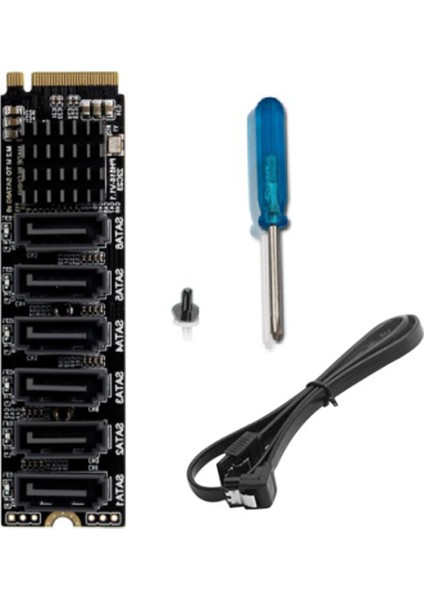 M.2 Mkey Pcı-E Yükseltme Kartı M.2 Nvme - Sata3.0 Pcıe - Sata 6gpbsx6-Port Genişletme Kartı ASM1166 Pm Işlevini Destekler (Yurt Dışından)