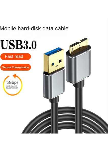Sabit Disk Harici Kablosu USB Micro-B HDD Kablosu Micro-B Veri Kablosu Sabit Disk Micro-B İçin SSD Sata Kablosu Usb3.0, 1m (Yurt Dışından)