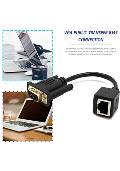 VGA - RJ45 Adaptör Ağ Kablosu - VGA Ağ Kablosu Konektörü Monitör - Ağ Kablosu Konektörü VGA Genişletici (Yurt Dışından)