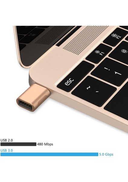 USB C - USB Adaptörü 2'li Paket, Tip C Erkek - USB 3.0 Dişi Adaptör Dizüstü Bilgisayarlar, Şarj Cihazları ve Daha Fazlası İçin Otg Dönüştürücü - Altın (Yurt Dışından)