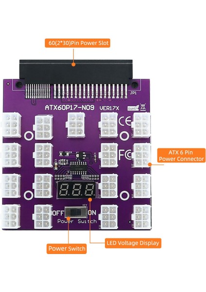 Yükseltme Sürümü Atx 17 x 6pin Güç Kaynağı Breakout Board Adaptörü Dönüştürücü 12 V Ethereum Btc Madenciliği İçin (Yurt Dışından)