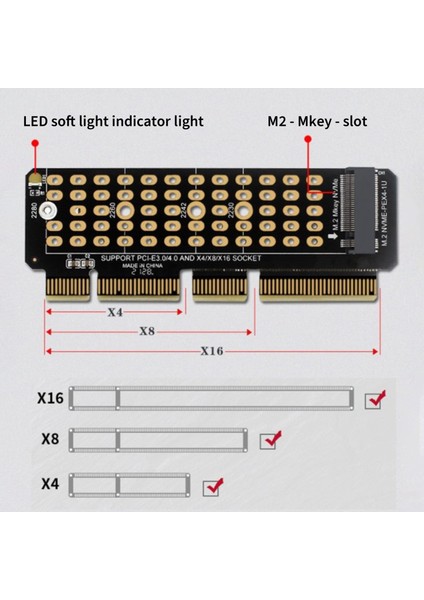 M2 Nvme Adaptör Kartı M2 SSD Nvme - Pcıe 4.0 X4 Yükseltici Kart Sabit Sürücü Adaptörü, 1u Sunucu İçin Mkey Adaptörünü Destekler (Yurt Dışından)