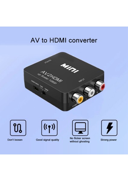 Rca - HDMI Av - HDMI Dönüştürücü 1080P Mini Rca Cvbs Video Ses Dönüştürücü Adaptör Pal / Ntsc Tv / Pc / Ps3 / Stb / Xbox Vhs İçin (Yurt Dışından)