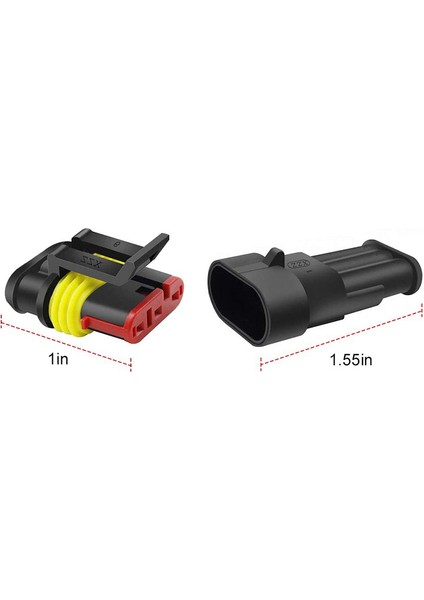 3 Pin Yollu Araba Su Geçirmez Elektrik Konnektörü, Fiş Otomotiv 1.5 mm. Serisi Araba İçin Terminal Konnektörleri, (12'li Paket) (Yurt Dışından)