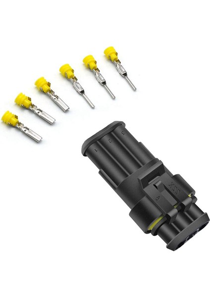 3 Pin Yollu Araba Su Geçirmez Elektrik Konnektörü, Fiş Otomotiv 1.5 mm. Serisi Araba İçin Terminal Konnektörleri, (12'li Paket) (Yurt Dışından)