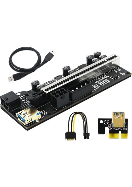 VER010-X Plus Pcıe 1x To 16X Sata+6pin+4pin Usb3.0 Grafik Uzatma Kablosu Yükseltici Kart Bitcoin Madenciliği İçin (Yurt Dışından)