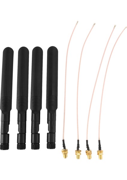 Dual Band Wifi 2.4ghz 5ghz 5.8ghz 8dbi Rp-Sma Erkek Anten 20 cm. 8 Inç RG178 U.fl Ipx Ipex - Rp-Sma Dişi Kablo 4'lü Paket (Yurt Dışından)