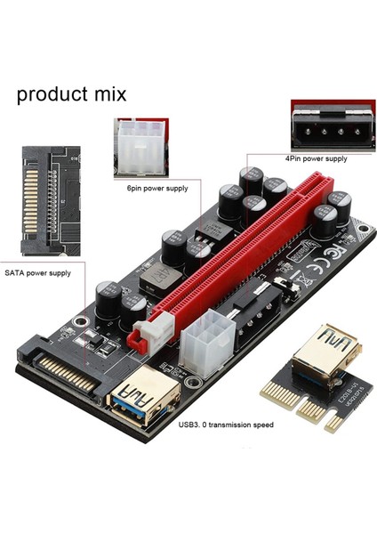 Takım Pcıe 3.0 1x - 16X Grafik Kartı Adaptör Kablosu Pcı-E 1x - 16X Grafik Kartı Uzatma Kablosu VER009S Pro (Yurt Dışından)