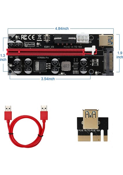 Takım Pcıe 3.0 1x - 16X Grafik Kartı Adaptör Kablosu Pcı-E 1x - 16X Grafik Kartı Uzatma Kablosu VER009S Pro (Yurt Dışından)