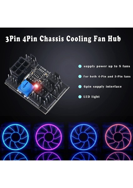 3-Pin 4-Pin Fan Adaptörü Pwm Pc Kasa Soğutma Fanı Hub 8-Yollu Bölücü 6-Pin Güç Bağlantı Noktalı 12V Hız Kontrol Cihazı (Yurt Dışından)